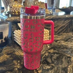 Hot pink leopard print Stanley